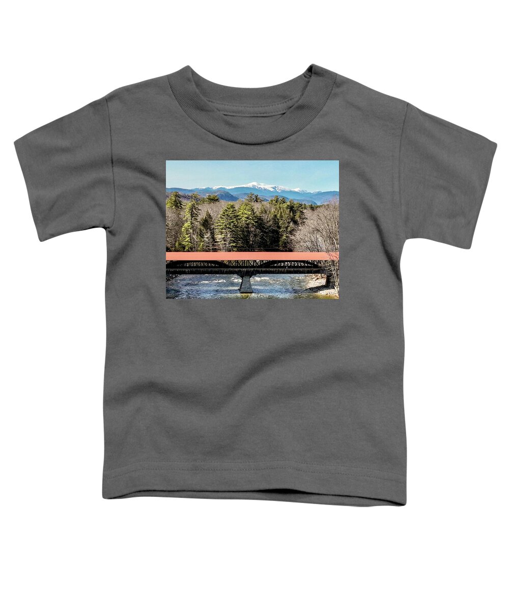  Toddler T-Shirt featuring the photograph Mt Washington over the Saco River Covered Bridge by John Gisis