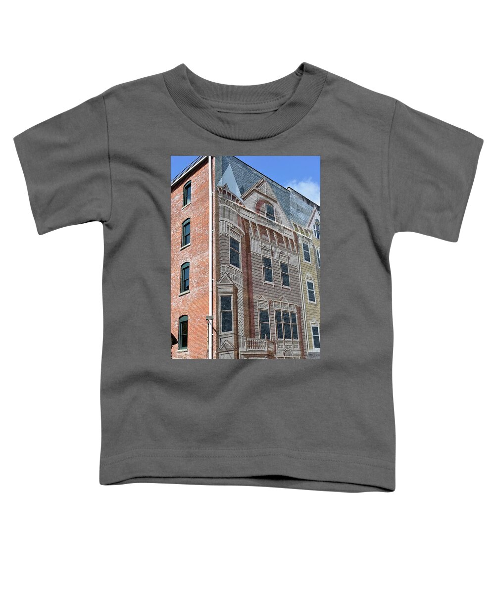 Architecture Toddler T-Shirt featuring the photograph Mural on Building Side View by Roberta Byram