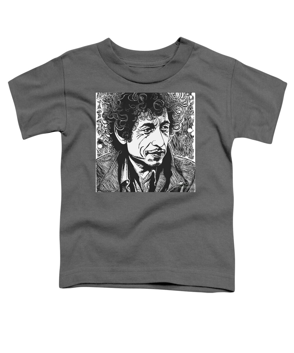 Abstract Toddler T-Shirt featuring the digital art Music Icons - Bob Dylan - 02262 by Philip Preston