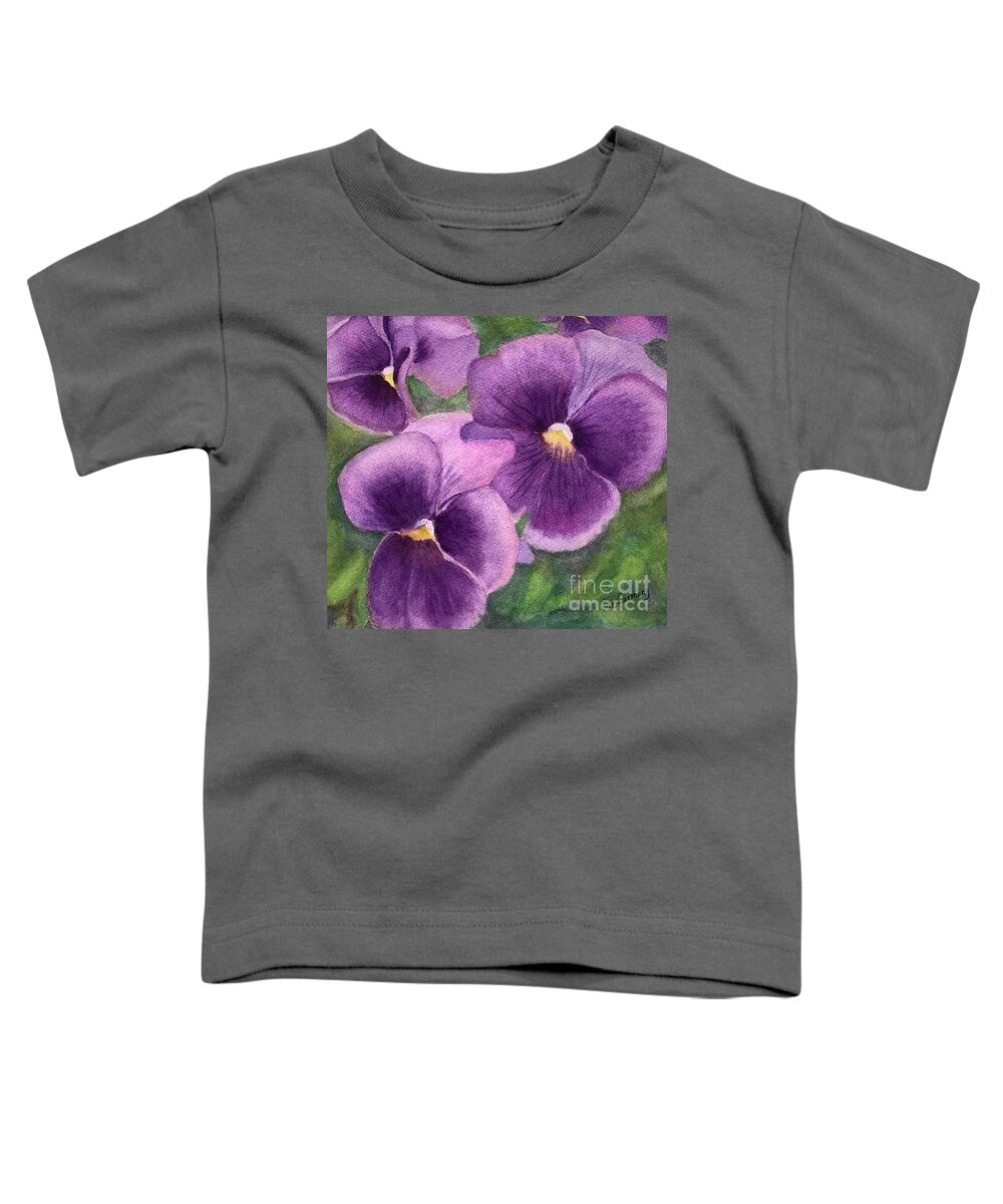 Flowers Toddler T-Shirt featuring the painting My Pretty Pansies by Sue Carmony