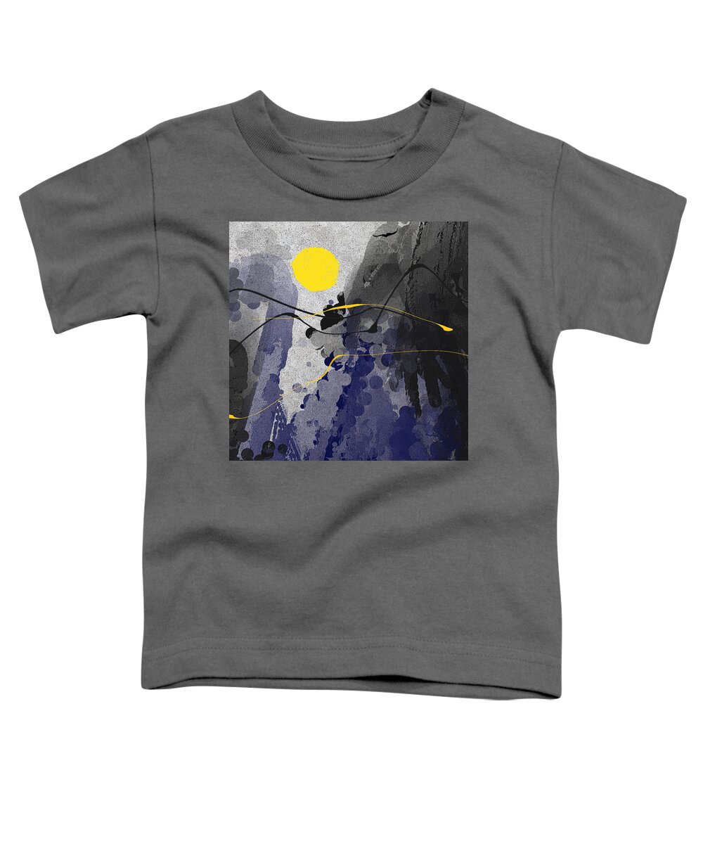 Indigo Art Toddler T-Shirt featuring the painting Mystery of Creation - Indigo and Black Art by Lourry Legarde