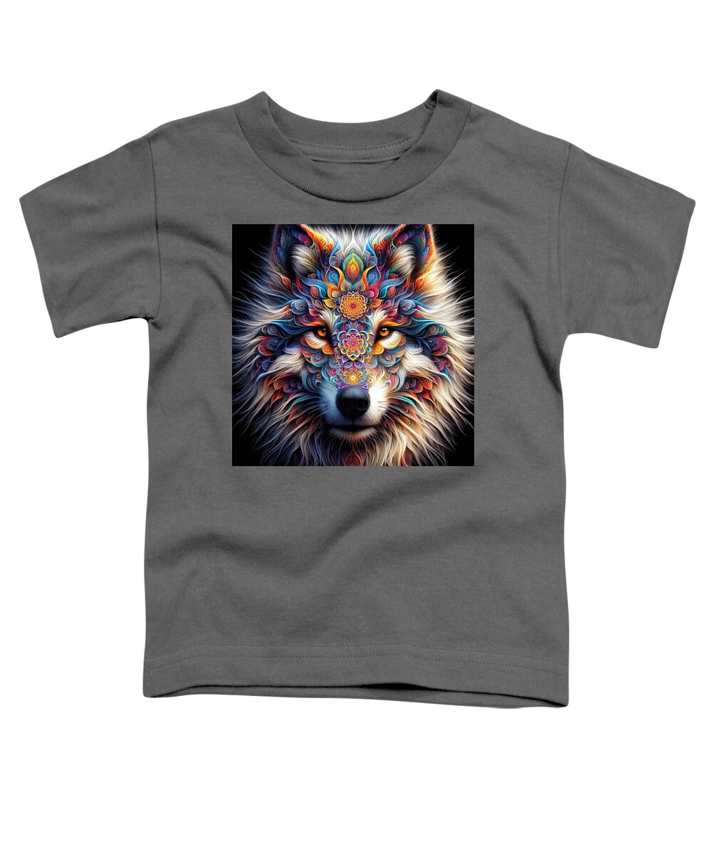 Wolf Toddler T-Shirt featuring the photograph Mystic Mandala Wolf by Bill and Linda Tiepelman