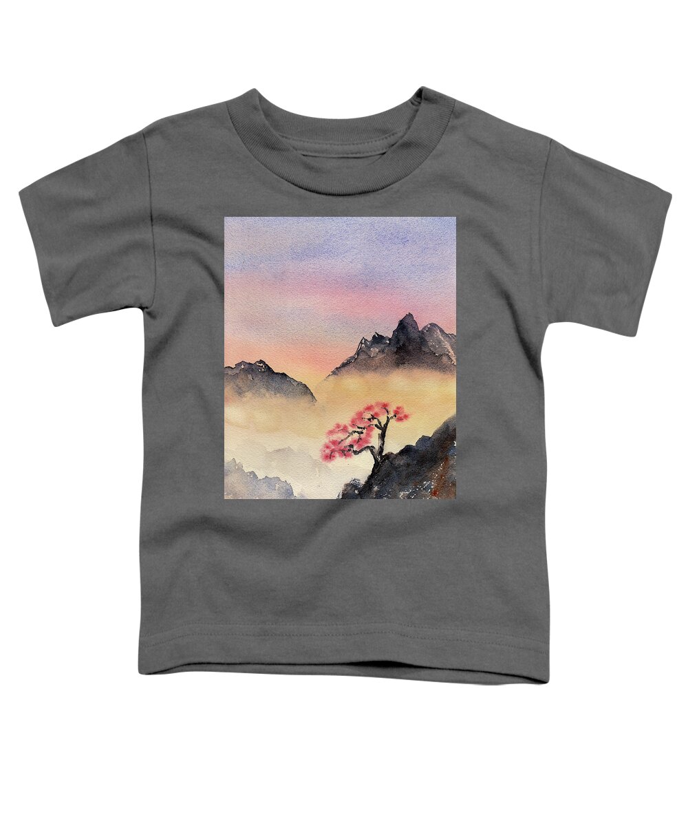 Cherry Toddler T-Shirt featuring the painting Mystic Mountains No. 4 by Wendy Keeney-Kennicutt