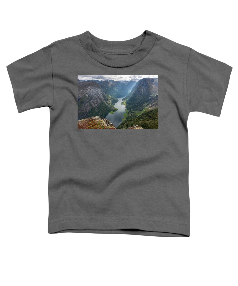 Outdoors Toddler T-Shirt featuring the photograph Naeroyfjord,Norway by Andreas Levi