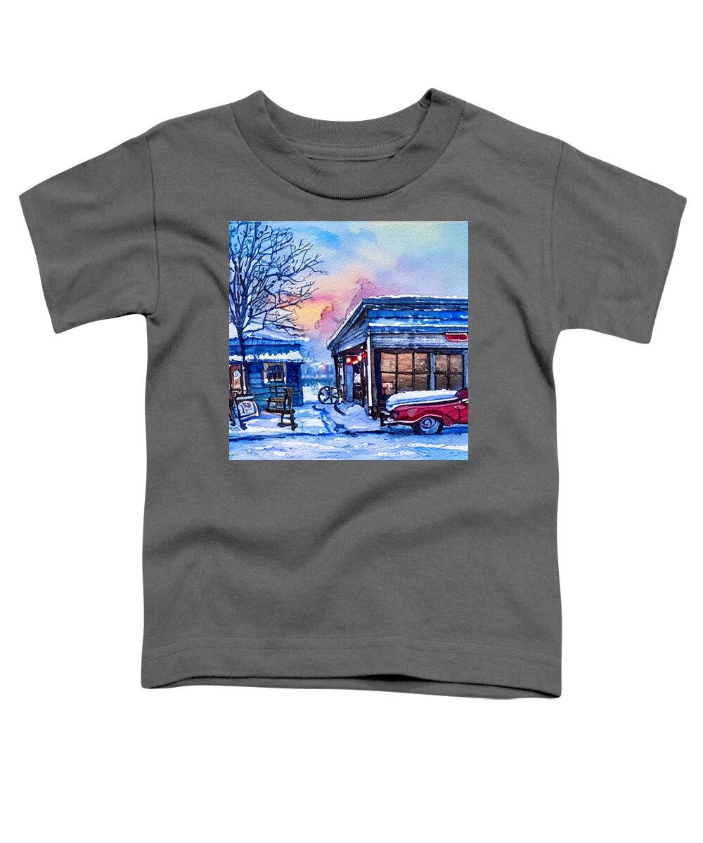 Old Tappan Toddler T-Shirt featuring the painting Nancy's Roadhouse Old Tappan by Christopher Lotito