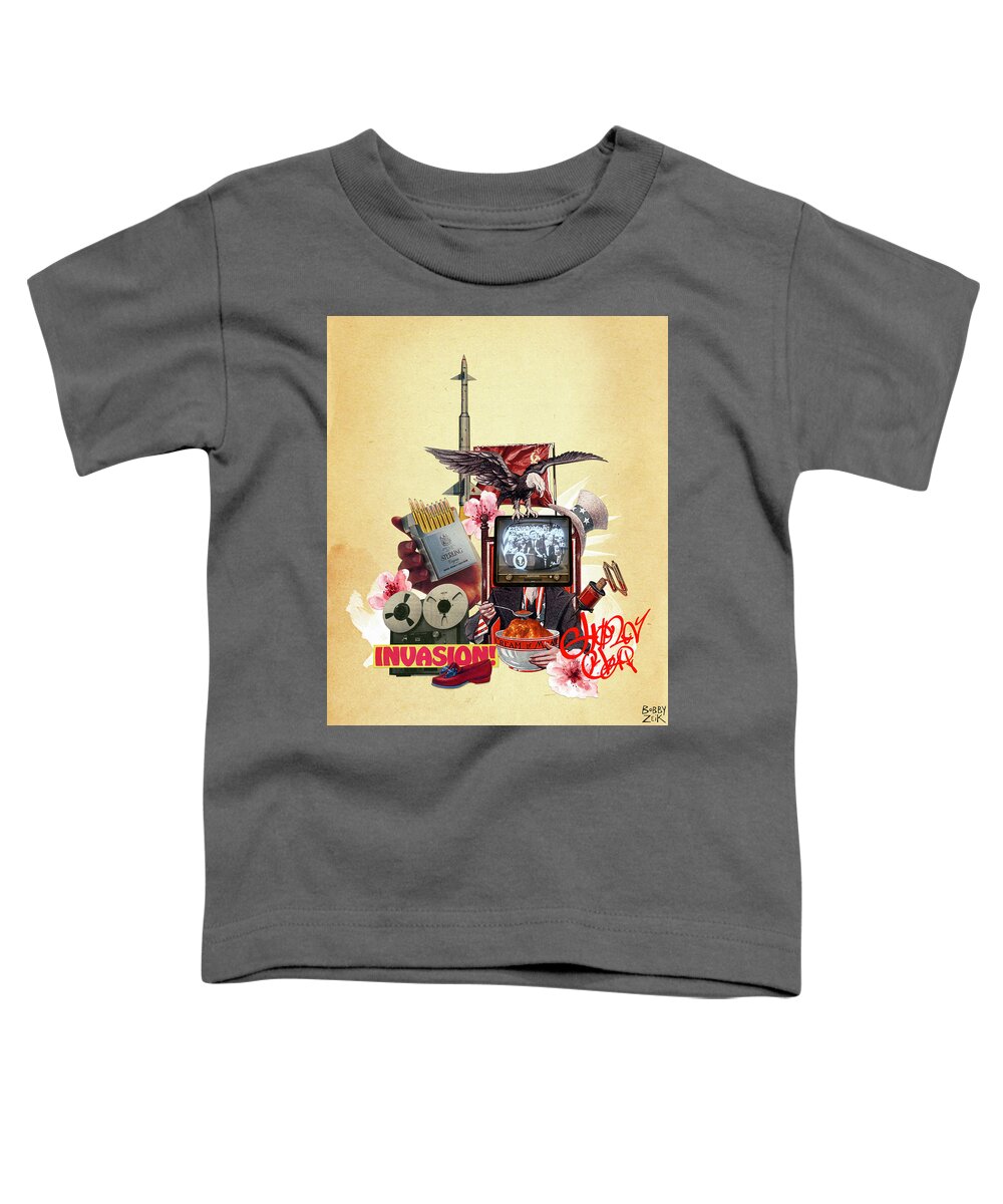Bobby Zeik Toddler T-Shirt featuring the painting Narratives And False Flags by Bobby Zeik