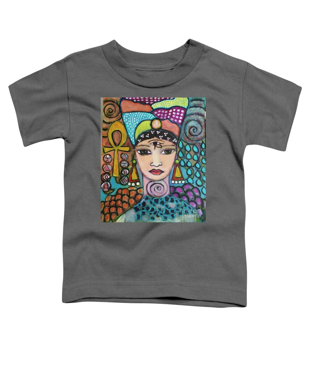 Free Toddler T-Shirt featuring the painting Nefertiti -Free as a bird by Corina Stupu Thomas