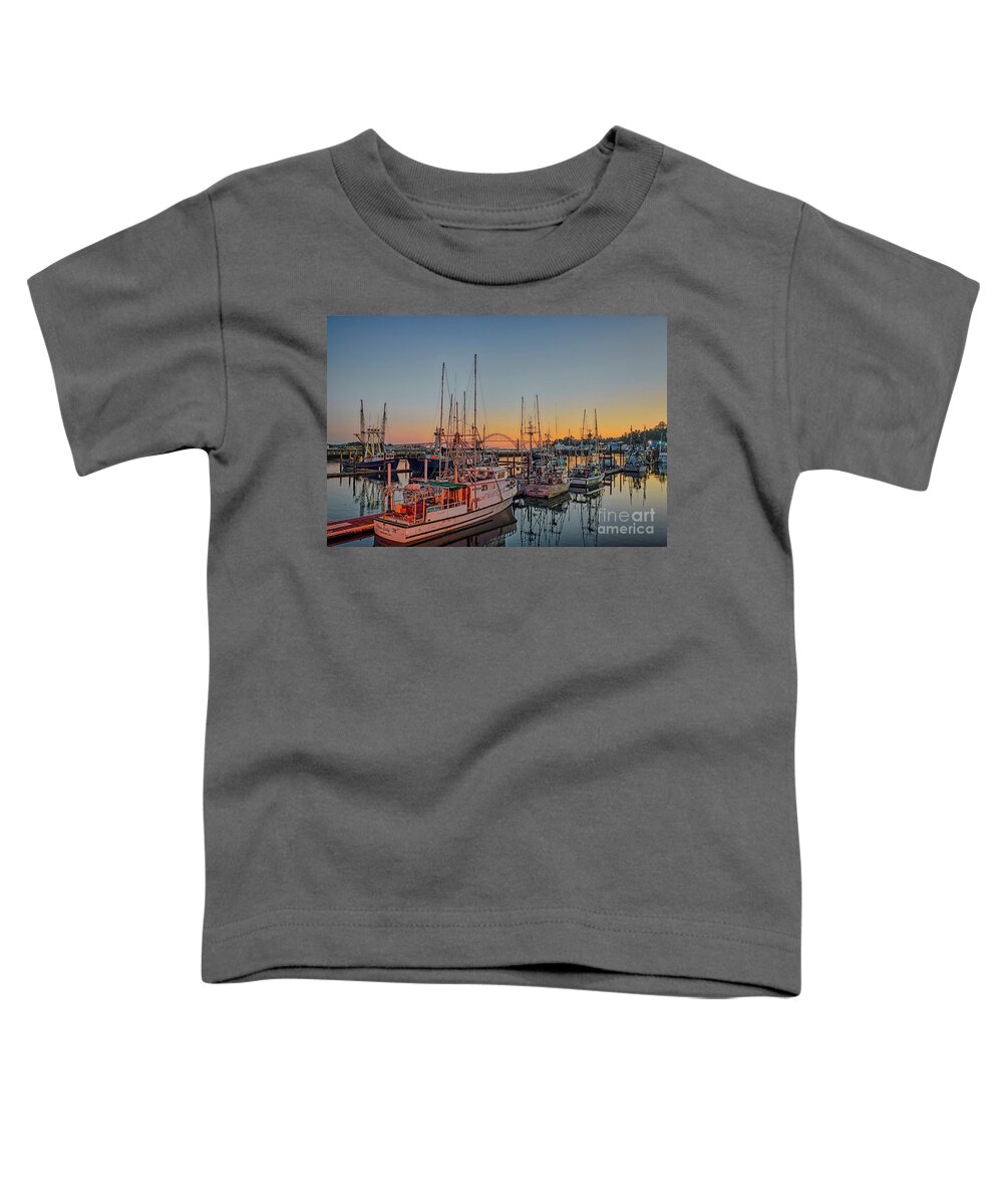 Tuna Boat Toddler T-Shirt featuring the photograph Newport Harbor at dusk by Paul Quinn