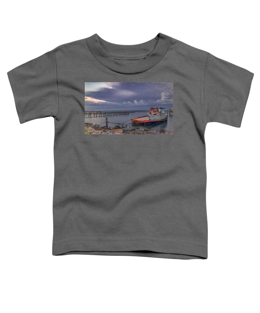  Toddler T-Shirt featuring the photograph Nightfall on the Bay, Chincoteague Island by Marcy Wielfaert