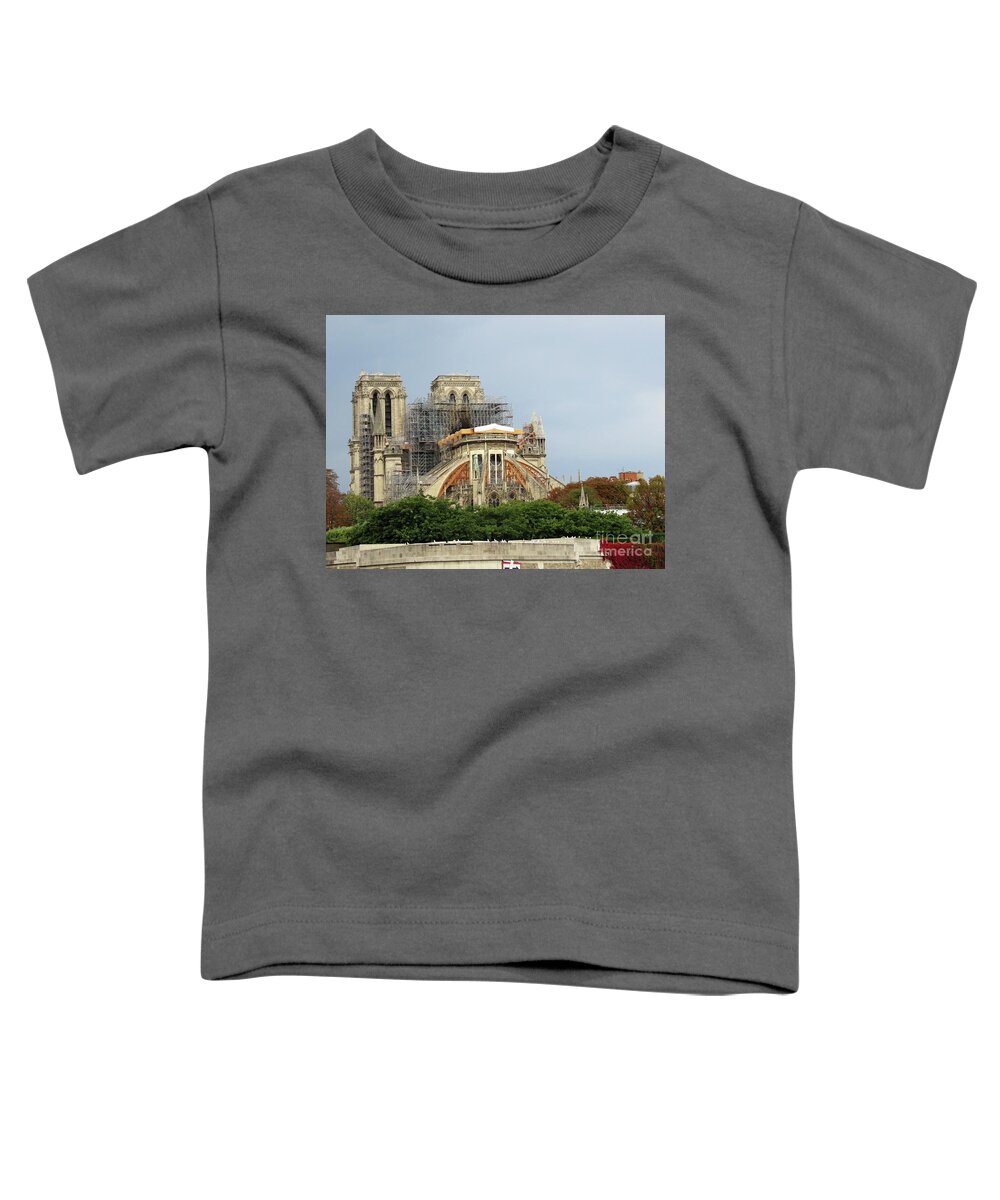 Notre Dame Toddler T-Shirt featuring the photograph Notre Dame reconstruction by Steven Spak