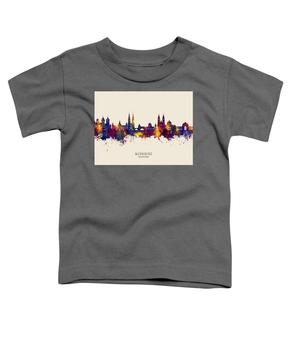 Nürnberg Toddler T-Shirt featuring the digital art Nurnberg Germany Skyline #85 by Michael Tompsett