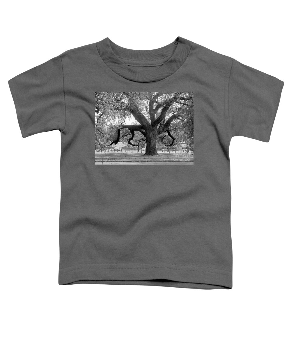 Black And White Toddler T-Shirt featuring the photograph Oak in Audubon Park by Rosanne Licciardi