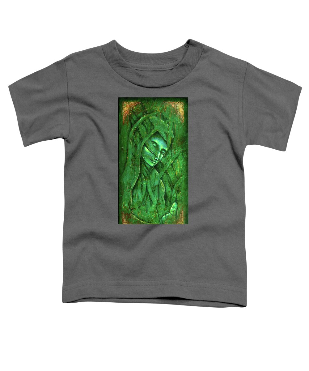 Native American Toddler T-Shirt featuring the painting Ocean Birth by Kevin Chasing Wolf Hutchins