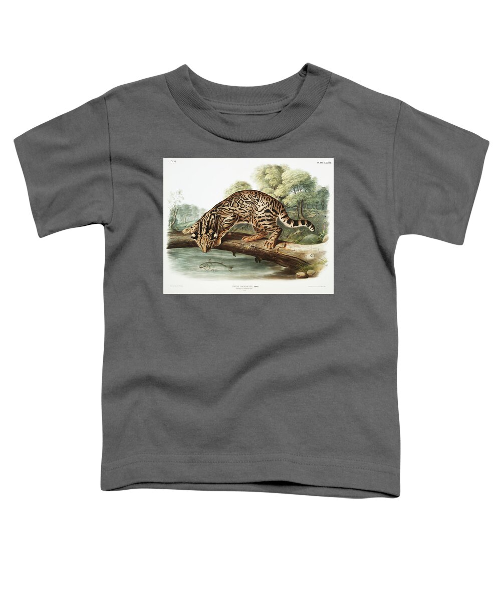 America Toddler T-Shirt featuring the mixed media Ocelot. John Woodhouse Audubon Illustration by World Art Collective