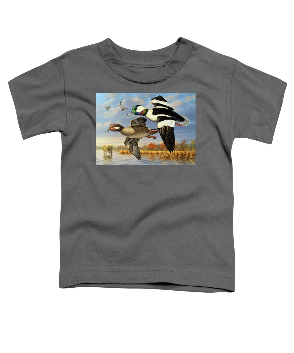 Ducks Toddler T-Shirt featuring the painting Old House Creek by Guy Crittenden