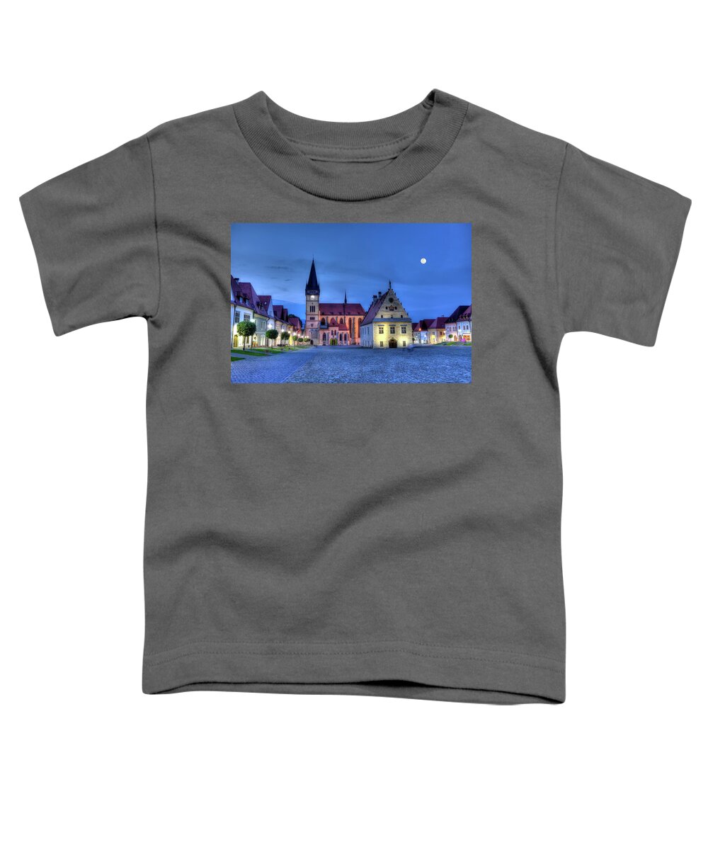 Town Toddler T-Shirt featuring the photograph Old town square in Bardejov, Slovakia,HDR by Elenarts - Elena Duvernay photo