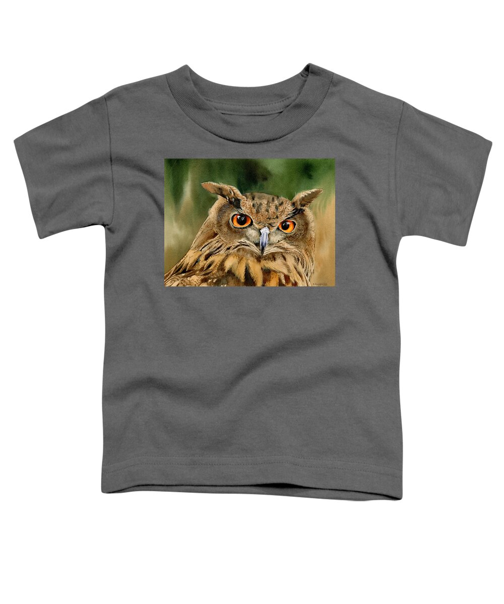 Owl Toddler T-Shirt featuring the painting Old Wise Owl by Espero Art
