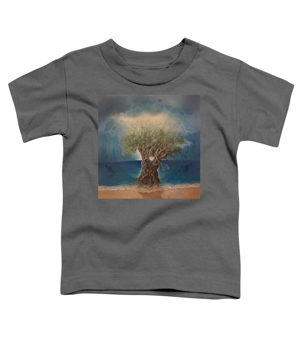 Seascape Toddler T-Shirt featuring the painting Olive and Sea by Caroline Philp