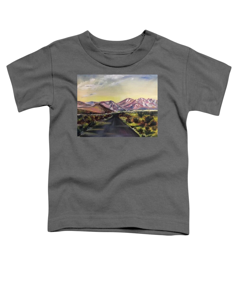 Mountain Toddler T-Shirt featuring the painting On my way to ... by Tetiana Bielkina