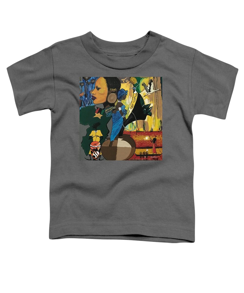 Black Art Toddler T-Shirt featuring the painting On the Mind by Charles Young