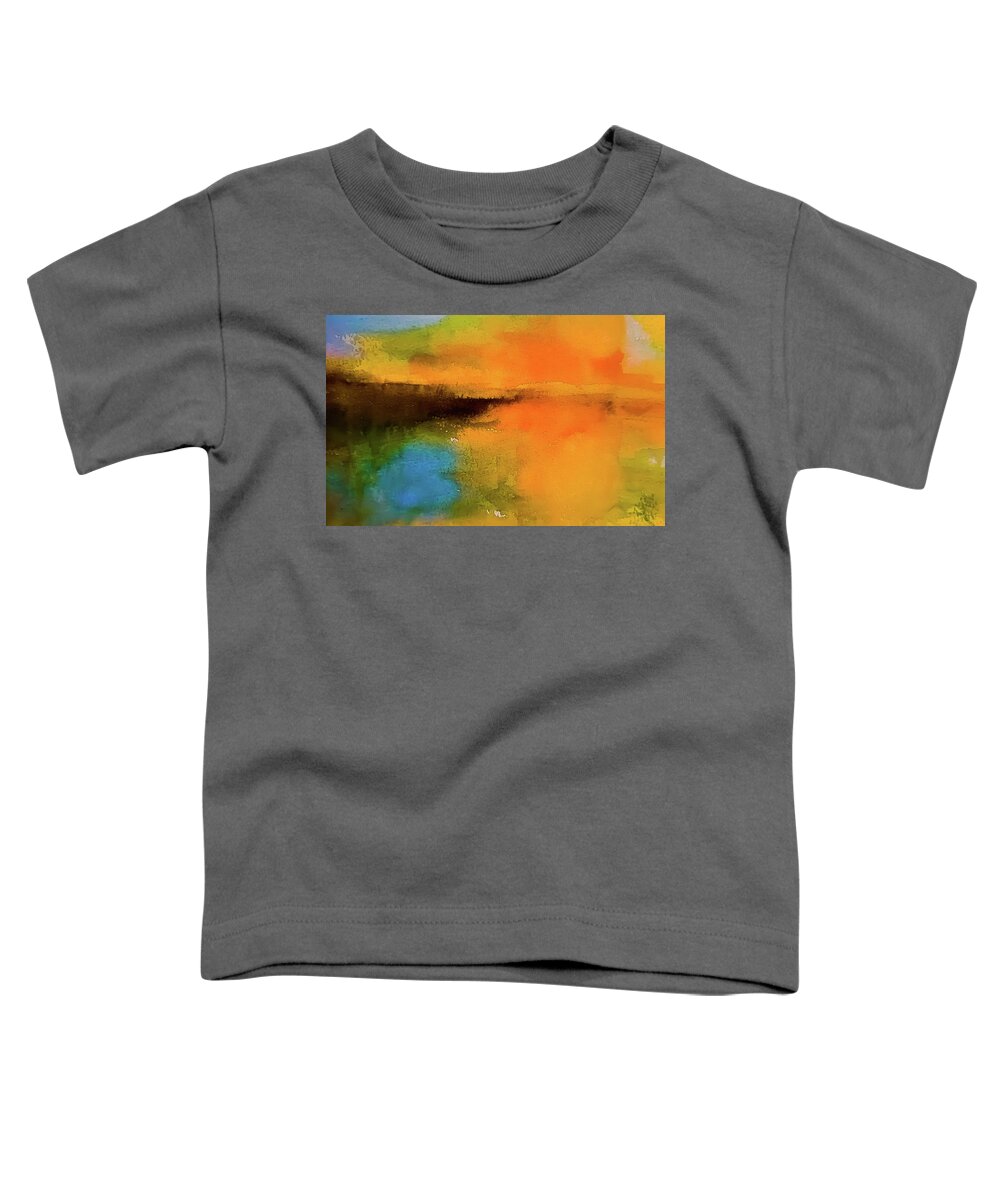 Water Toddler T-Shirt featuring the painting Orange Light on Water by Lisa Kaiser