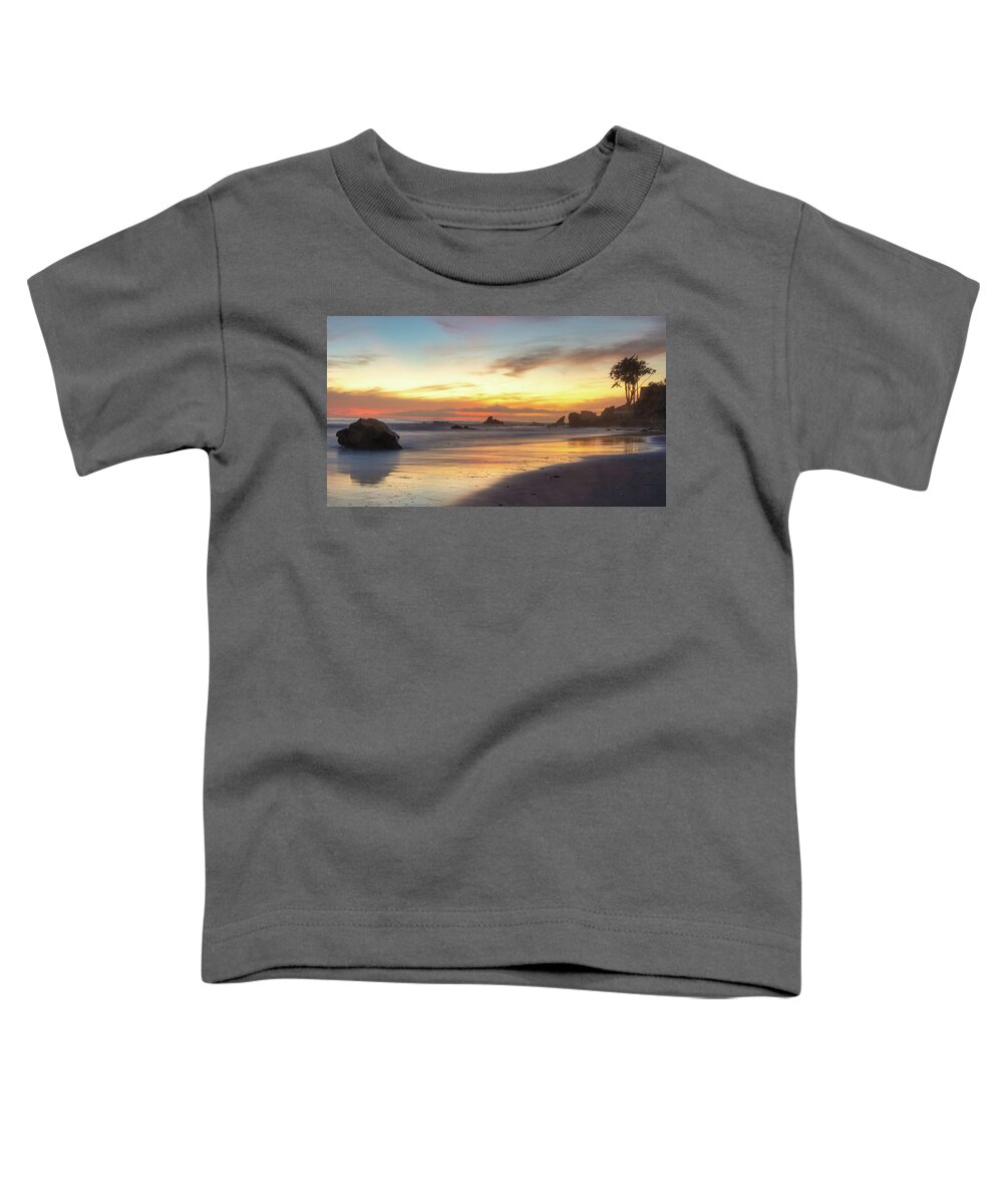 Beach Toddler T-Shirt featuring the photograph Orange Sunset Skies in Malibu by Matthew DeGrushe