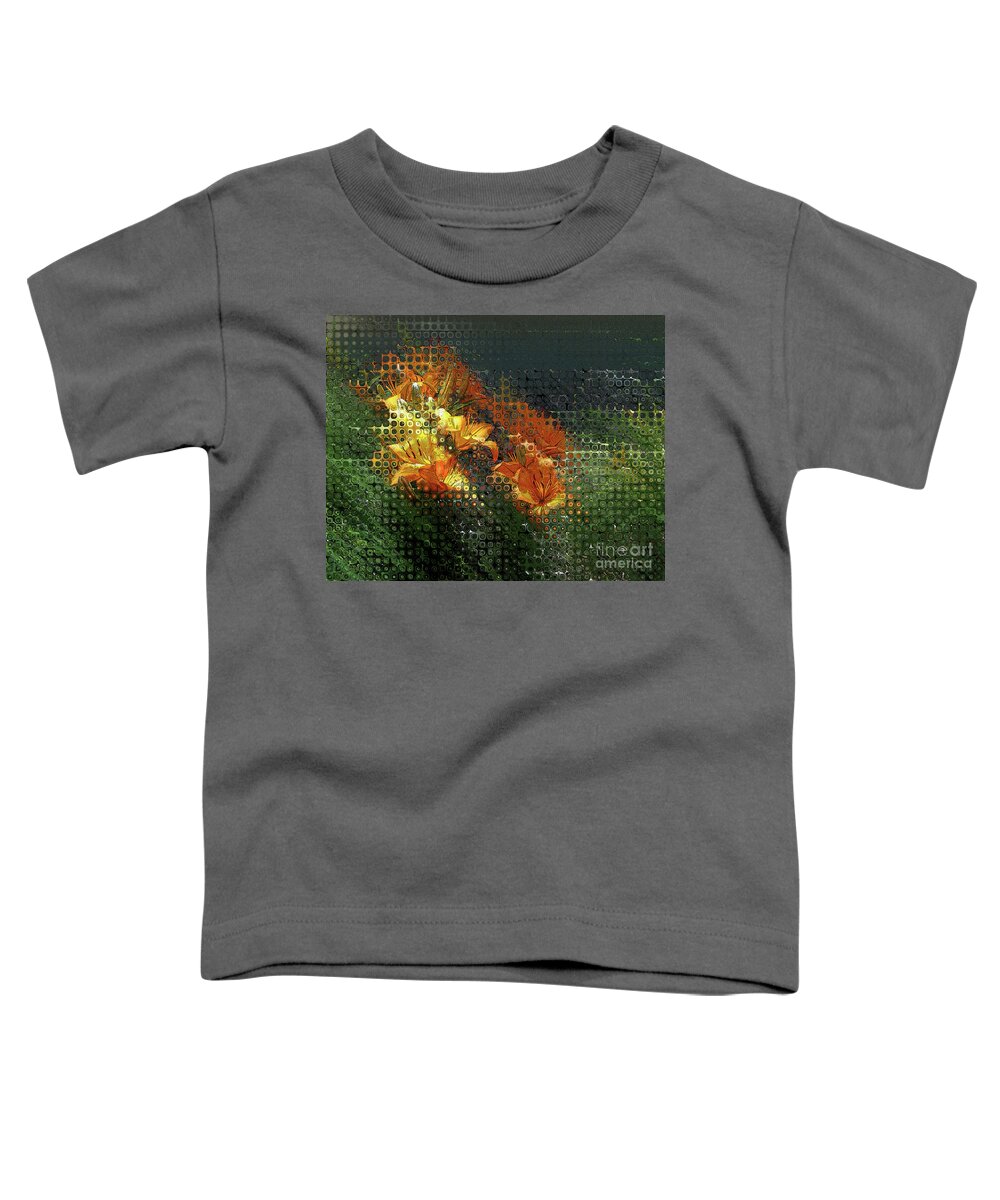 Flowers Toddler T-Shirt featuring the digital art Orange Tigerlily Bubbles by Deb Nakano