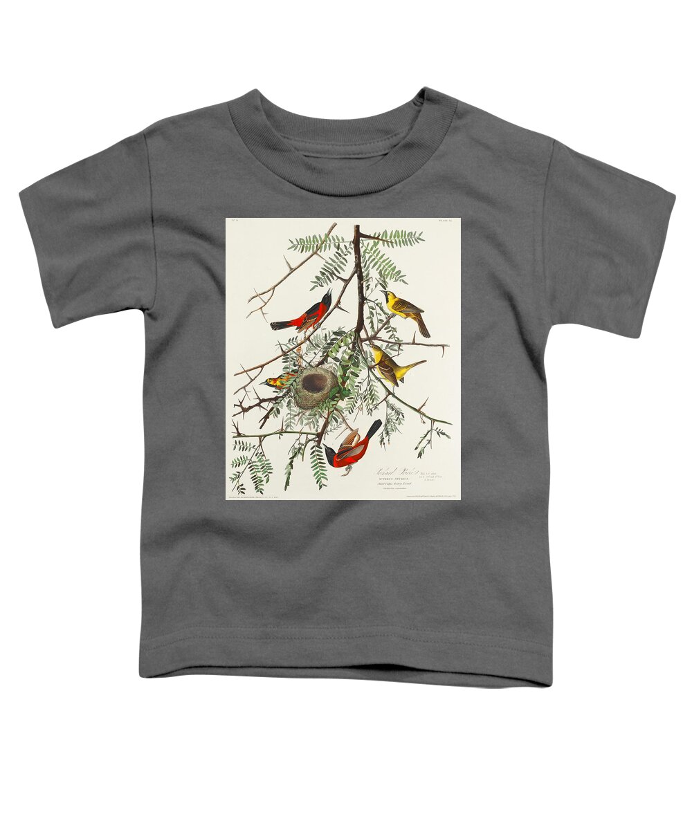 Orchard Oriole Toddler T-Shirt featuring the mixed media Orchard Oriole. John James Audubon by World Art Collective
