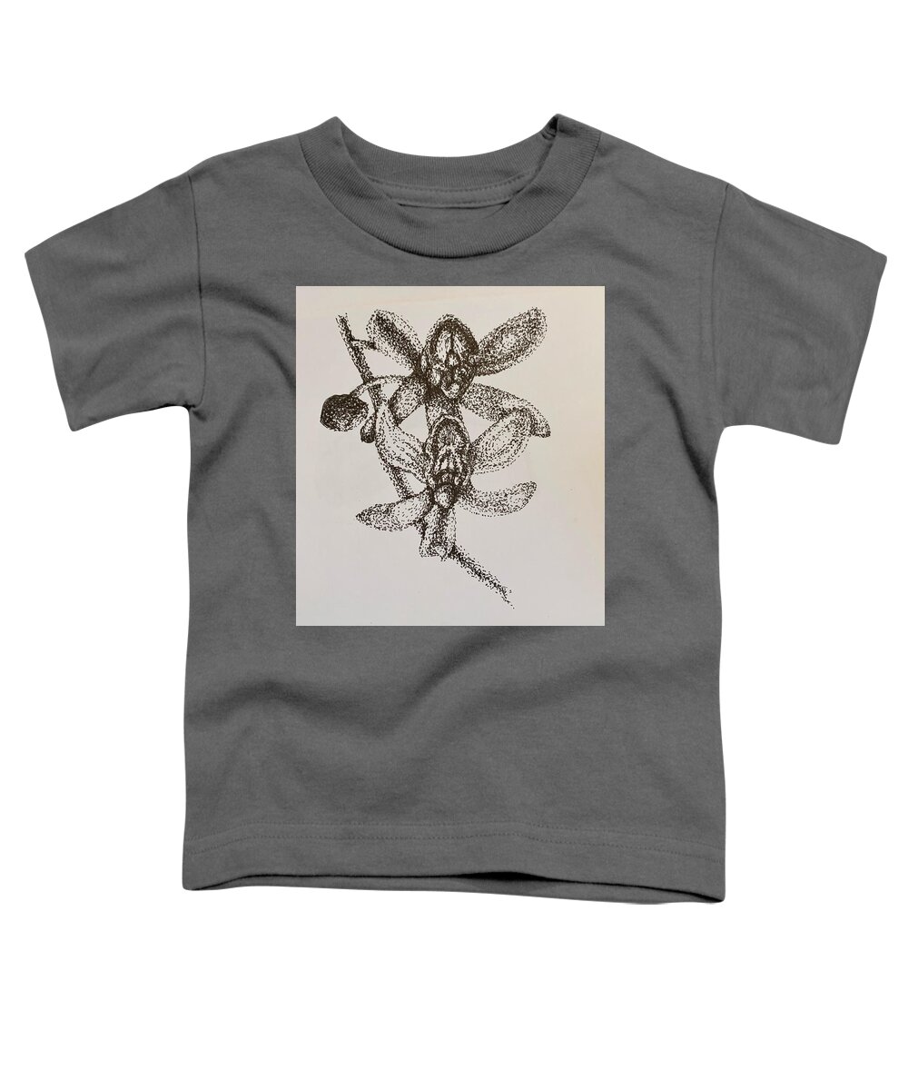 Points Toddler T-Shirt featuring the drawing Orchid by Franci Hepburn