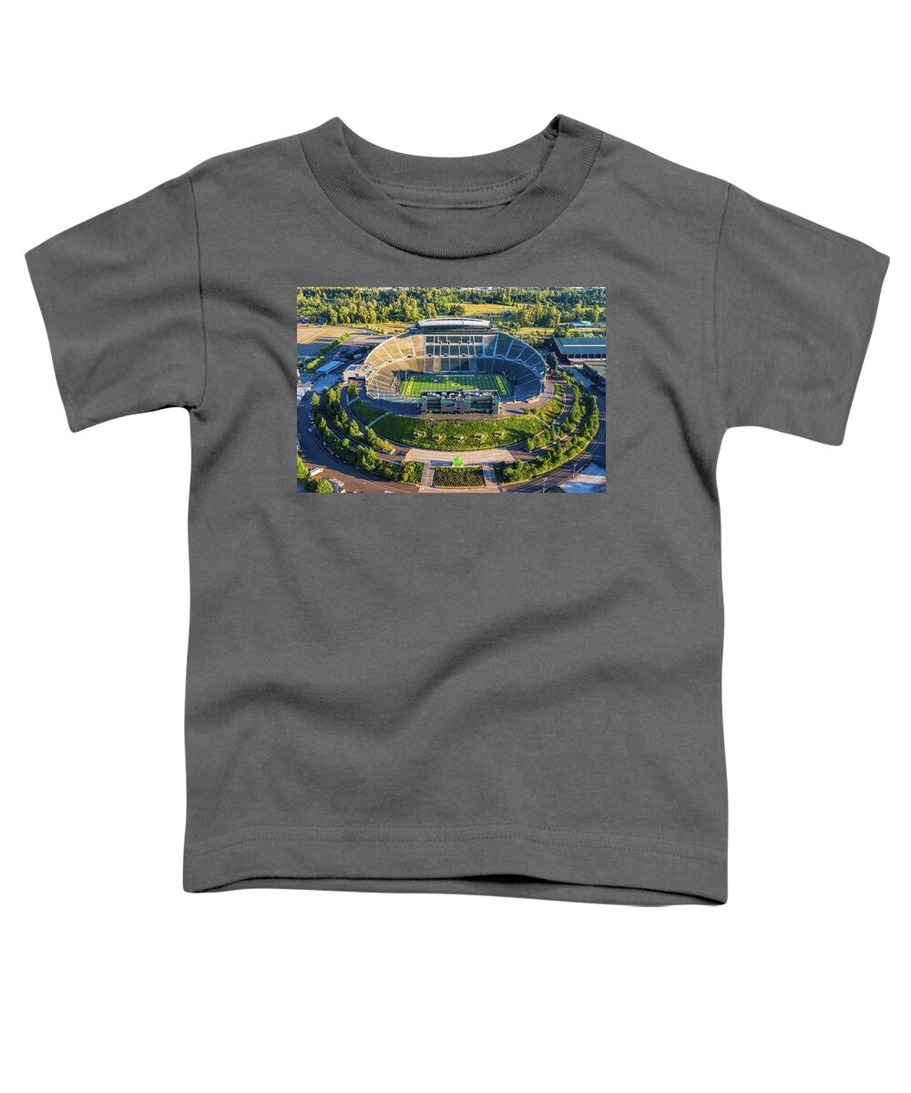 Oregon Ducks Toddler T-Shirt featuring the photograph Oregon Ducks Autzen Stadium by Mike Centioli