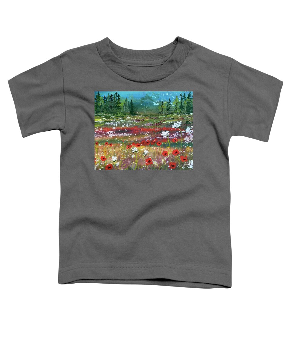 Watercolor Toddler T-Shirt featuring the painting Over The Rainbow by Kellie Chasse