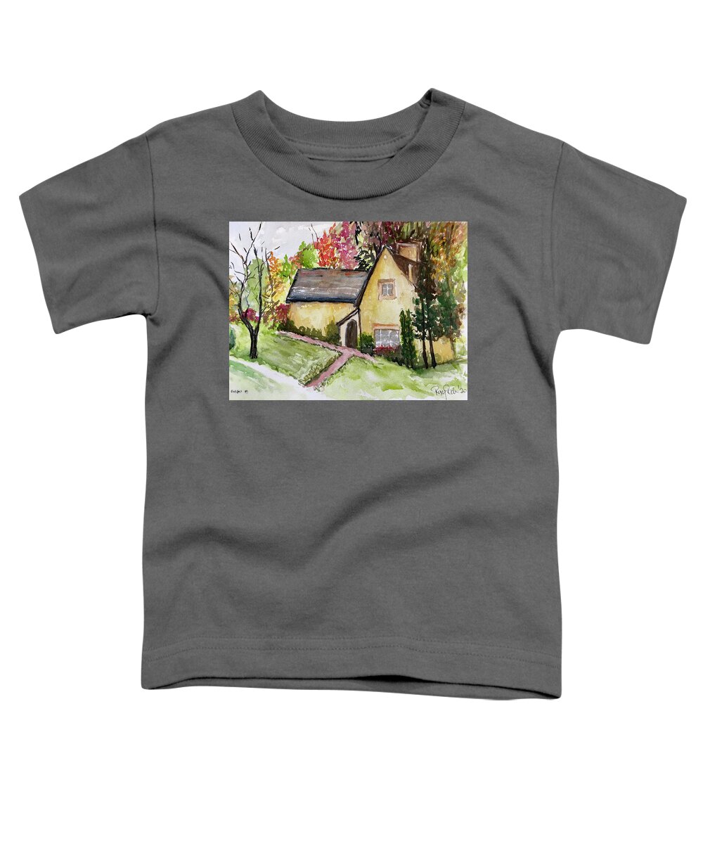 Cotswold Painting Toddler T-Shirt featuring the painting Owlpen Manor The Cotswolds by Roxy Rich