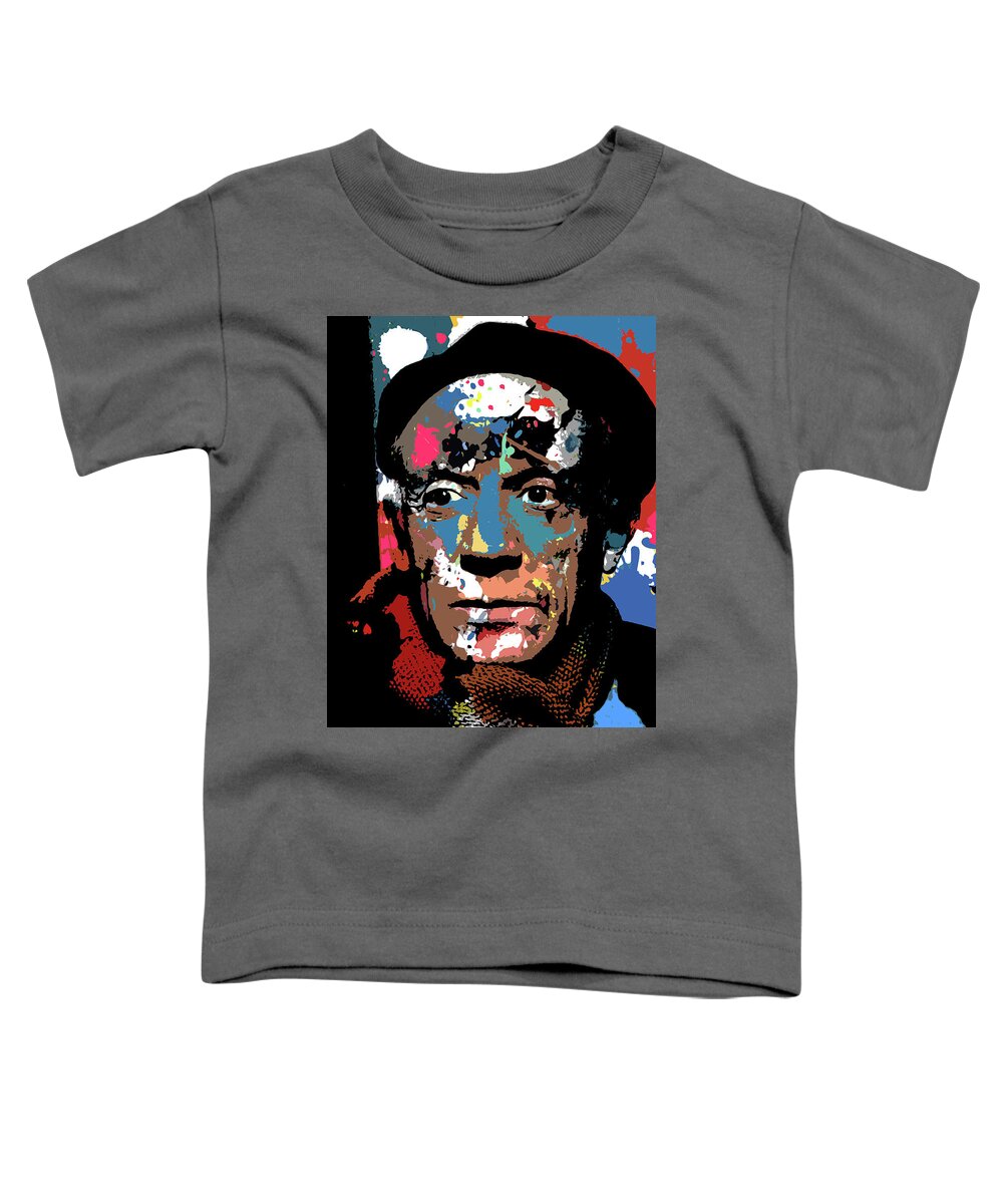 Pablo Toddler T-Shirt featuring the digital art Pablo Picasso psychedelic portrait by Movie World Posters
