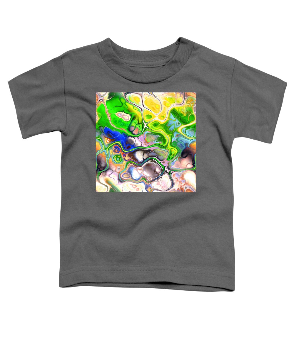 Colorful Toddler T-Shirt featuring the digital art Paijo - Funky Artistic Colorful Abstract Marble Fluid Digital Art by Sambel Pedes