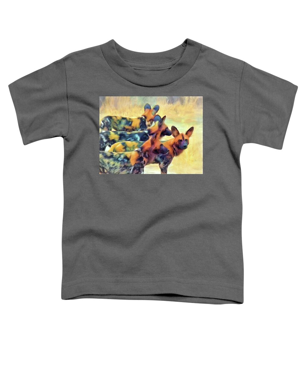 Wild Dogs Toddler T-Shirt featuring the painting Painted Dogs  by Joel Smith
