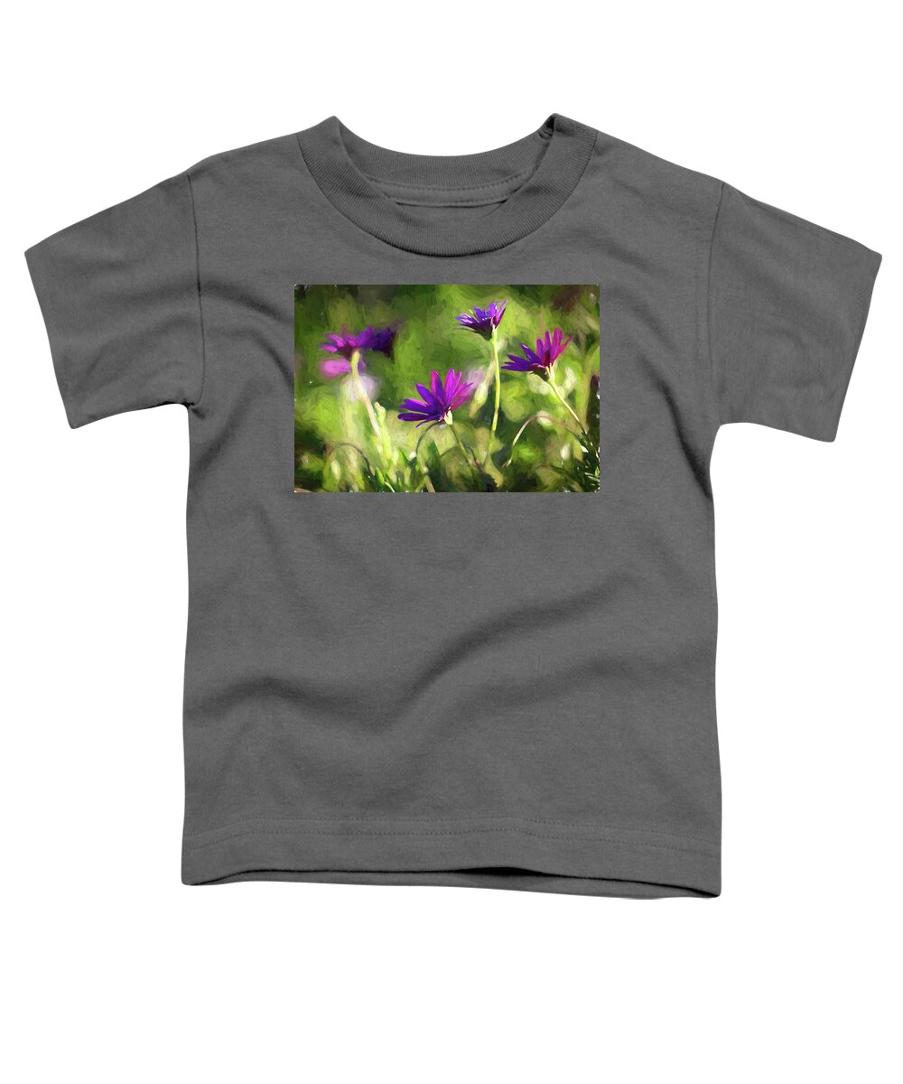 Purple Toddler T-Shirt featuring the photograph Painted Purple Daisies by Alison Frank