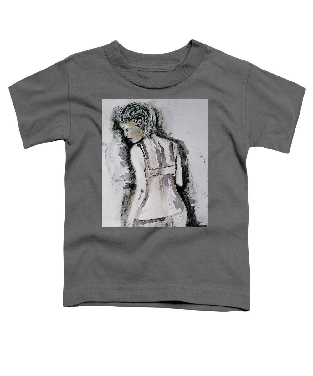 Woman Toddler T-Shirt featuring the painting Painted With Wine by Lisa Kaiser