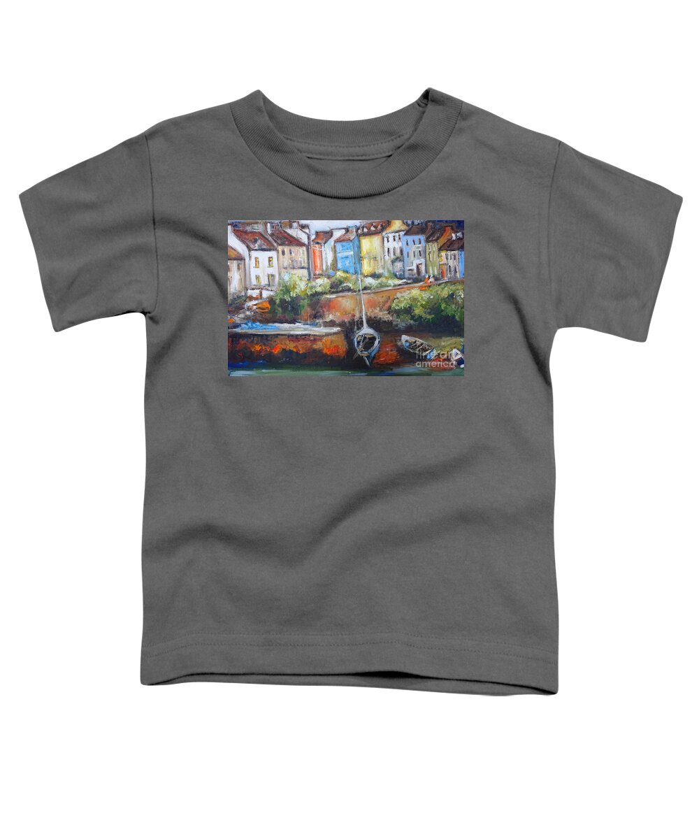 Roundstone Toddler T-Shirt featuring the painting Painting of roundstone connemara County galway by Mary Cahalan Lee - aka PIXI