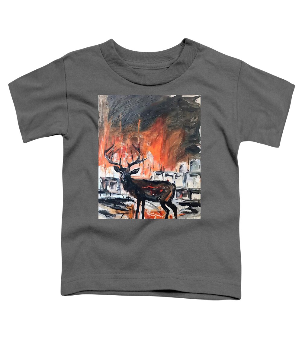 Background Toddler T-Shirt featuring the painting Painting Under The Ashes The Grass Will Grow back by N Akkash