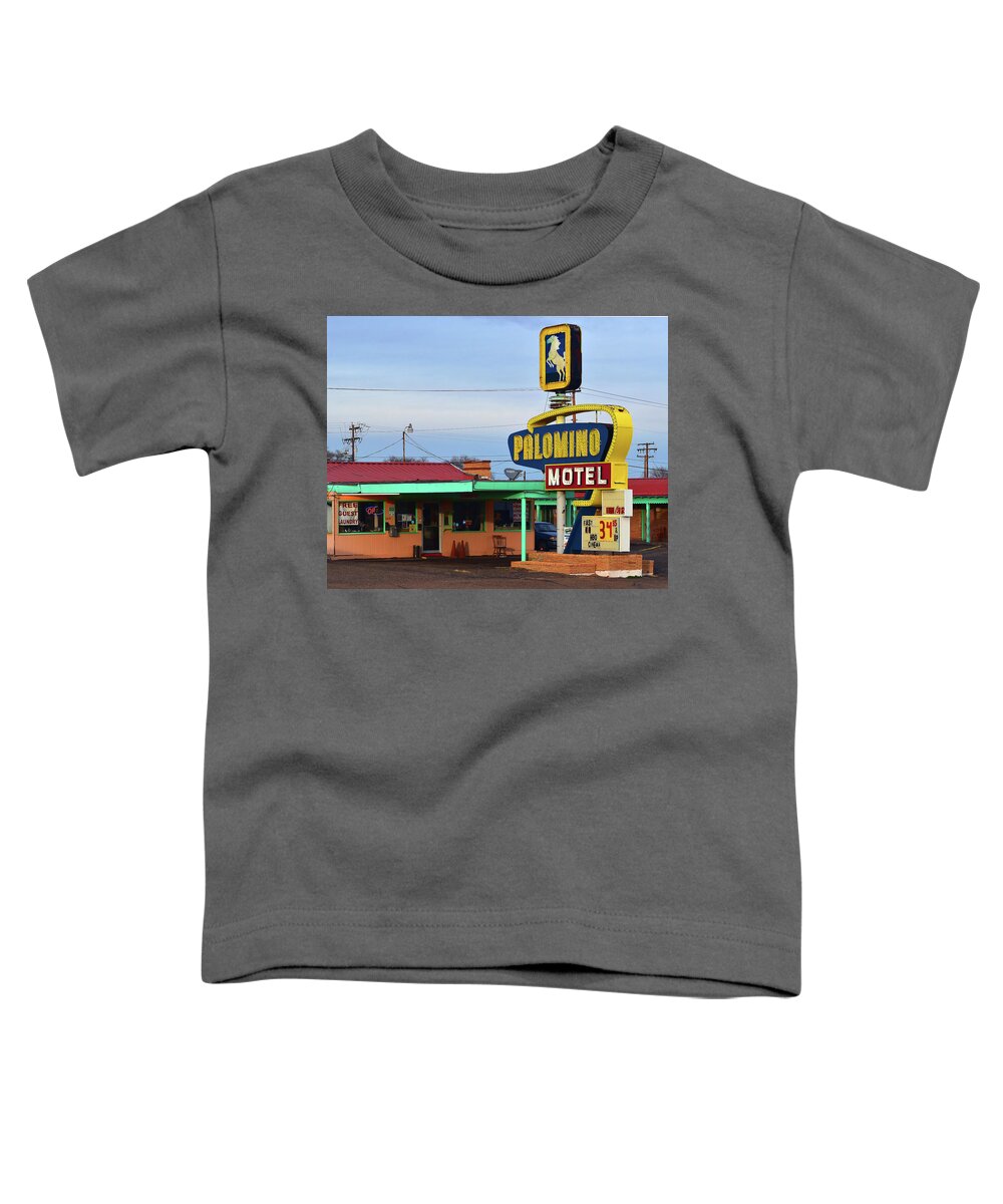 Motel Toddler T-Shirt featuring the photograph Palomino Motel by Jon Herrera