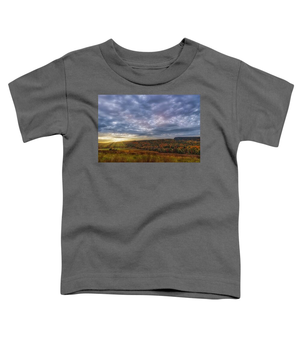 Hudson Valley Toddler T-Shirt featuring the photograph Paltz Point Mohonk Tower by Susan Candelario
