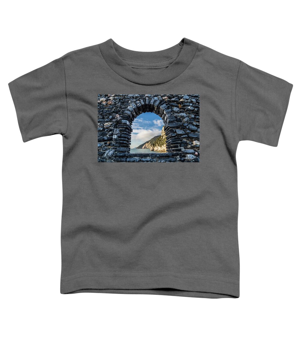 Window Toddler T-Shirt featuring the photograph Panorama of Byron's Grotto in Porto Venere by Fabiano Di Paolo
