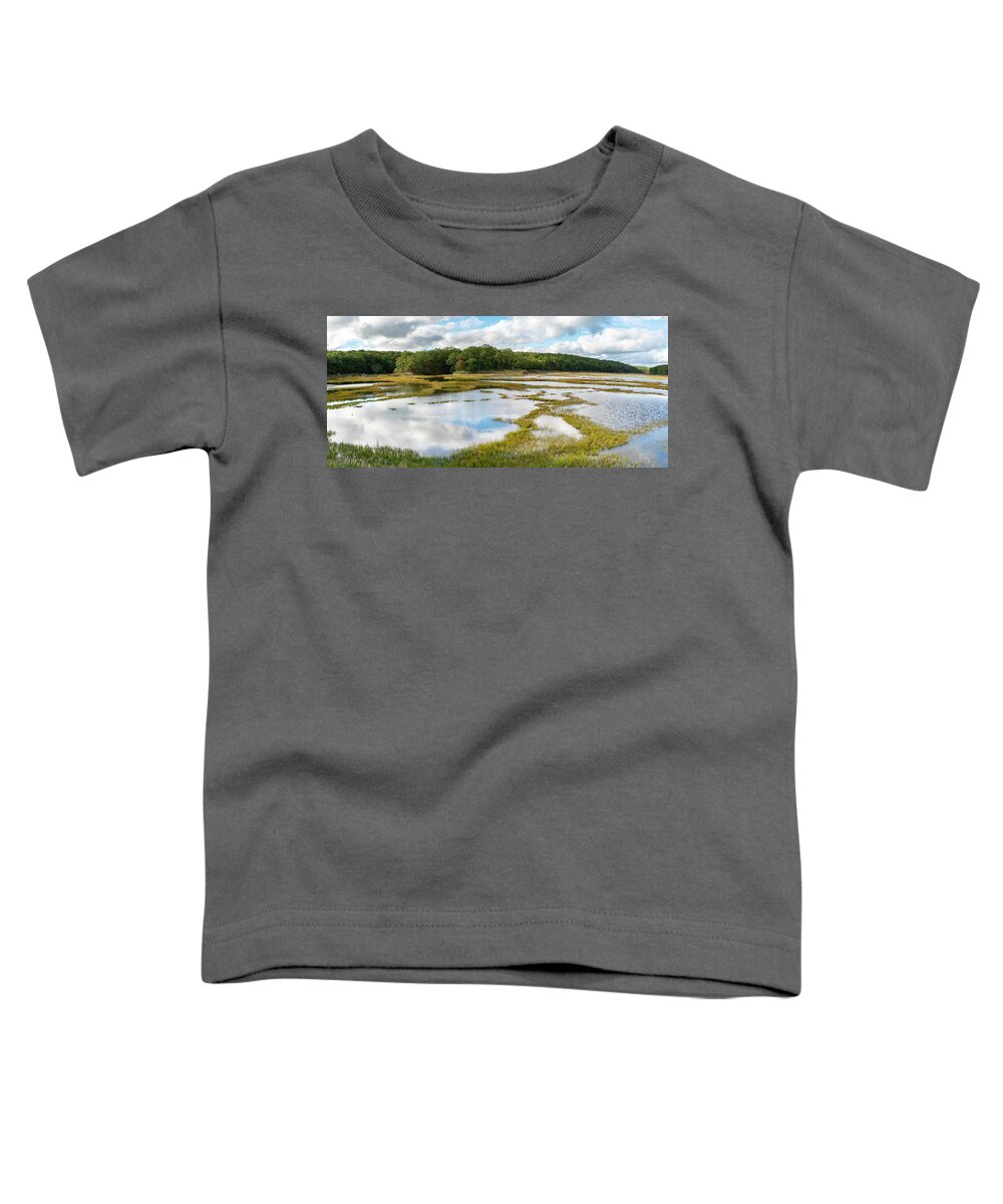 Off The Grid Toddler T-Shirt featuring the photograph Panoramic Reflections by Marianne Campolongo