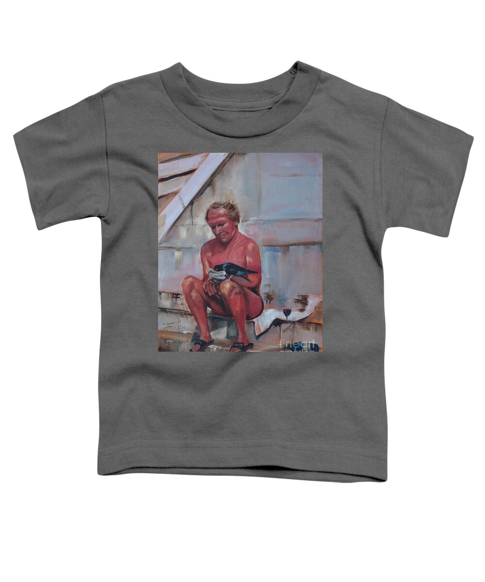 Sunbathing Toddler T-Shirt featuring the painting Sunbathing on the Seine by Jan Dappen