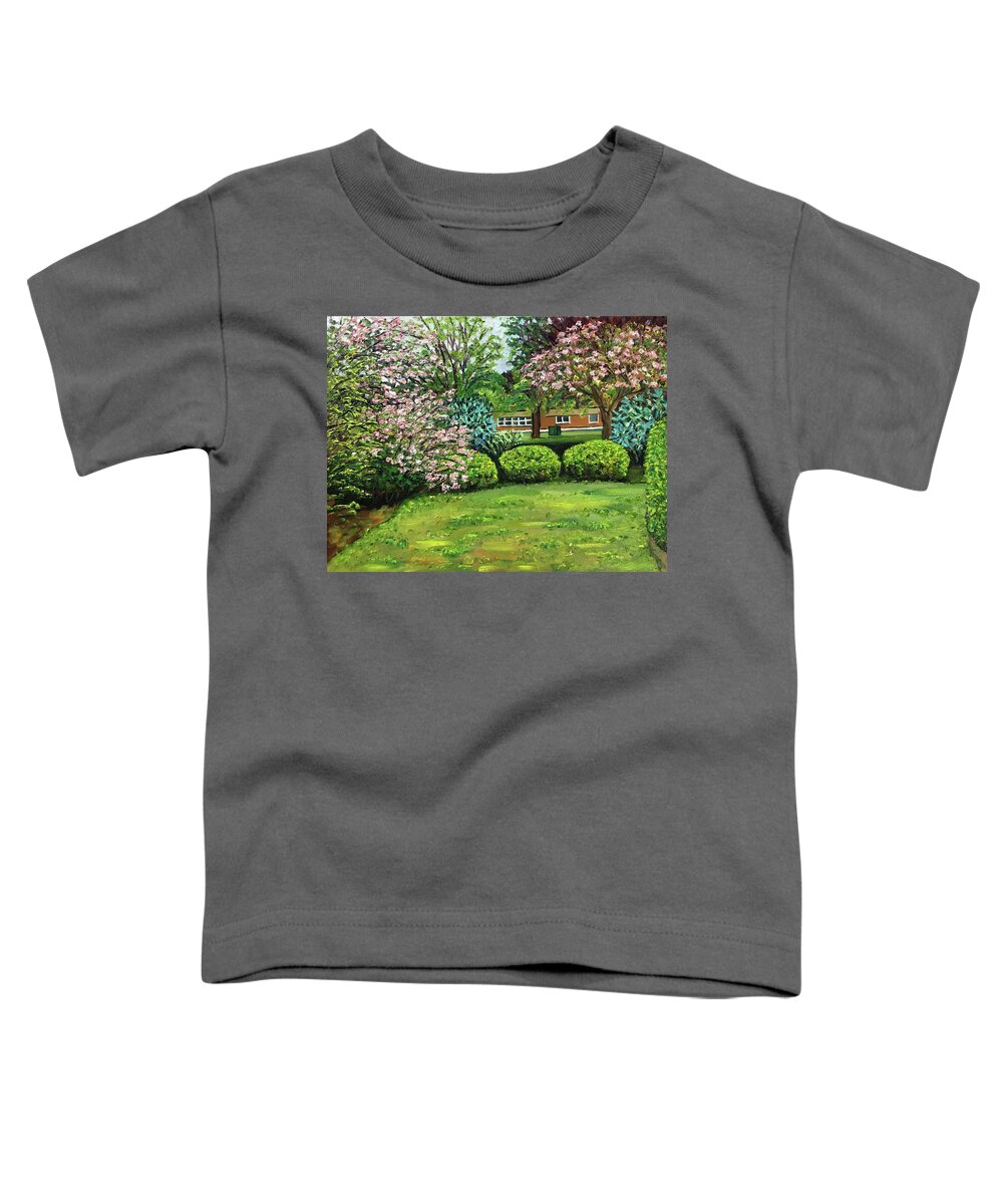 Westfield Toddler T-Shirt featuring the painting Parker Park Spring Blossoms by Richard Nowak