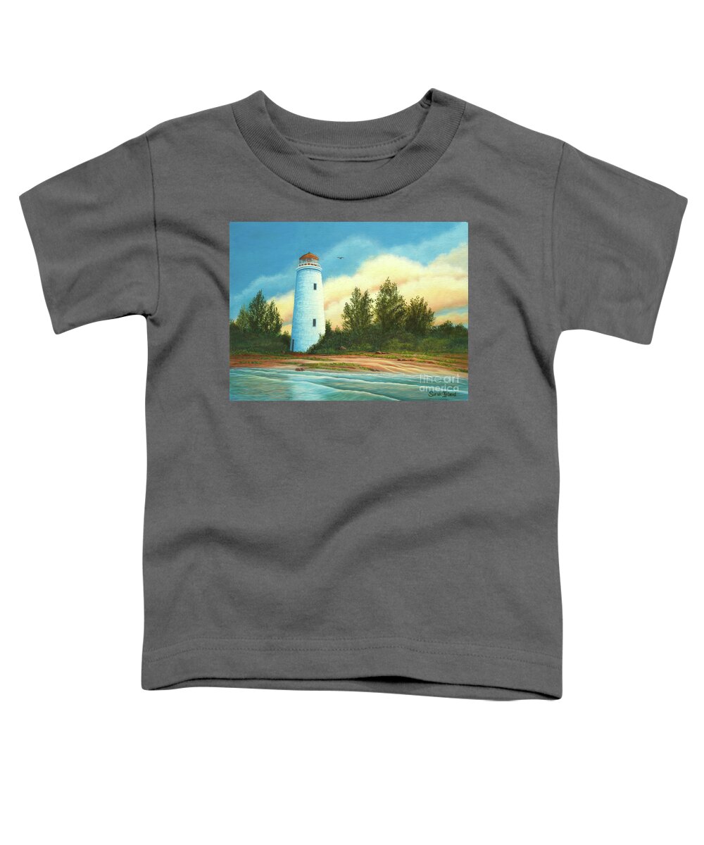 Waterscape Toddler T-Shirt featuring the painting Passing Christian Island Light by Sarah Irland