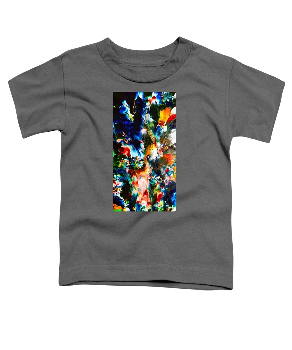 Peacock Toddler T-Shirt featuring the painting Peacock by Anna Adams