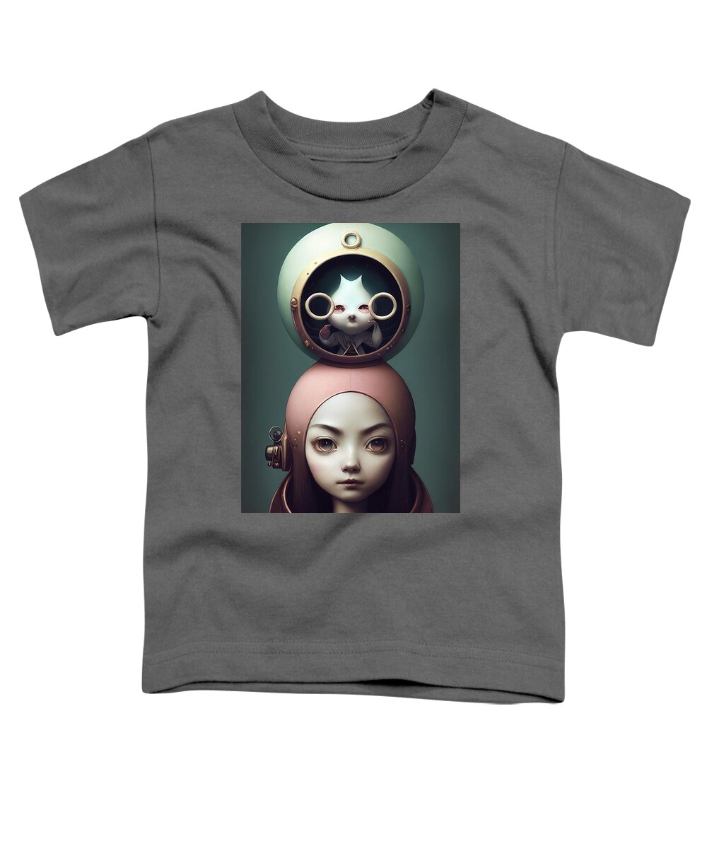 Girl Toddler T-Shirt featuring the digital art Pet by Nickleen Mosher