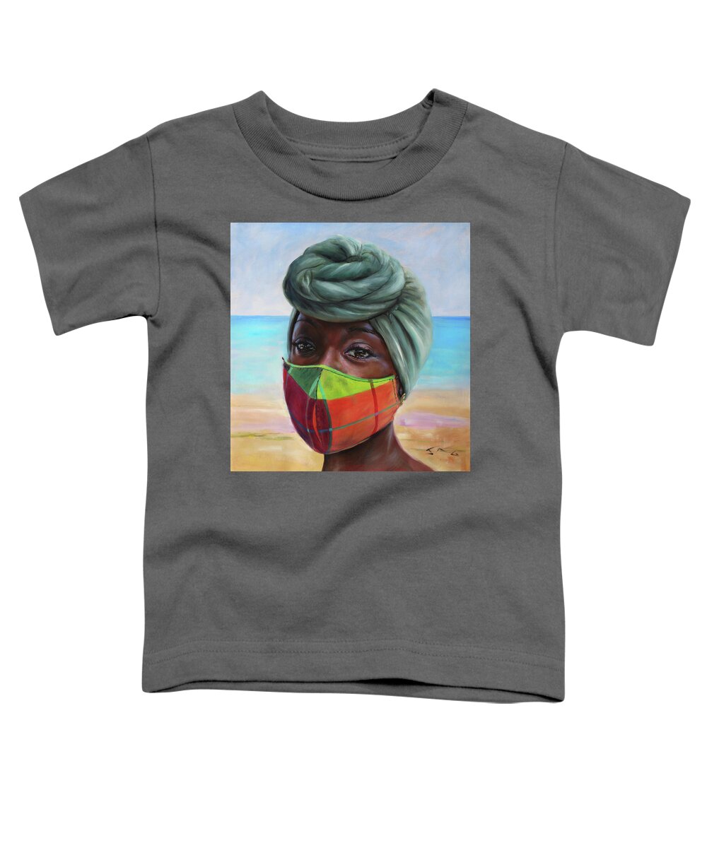 Mask Toddler T-Shirt featuring the painting Pet w/ mask 1 by Jonathan Guy-Gladding JAG