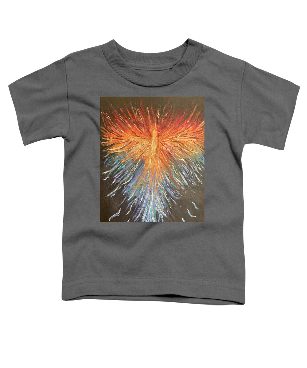 Phoenix Toddler T-Shirt featuring the painting Phoenix Rising by Lisa White